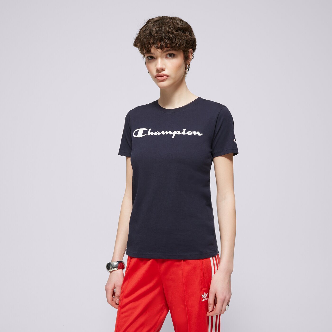 Дамска тениска CHAMPION ТЕНИСКА CREWNECK ТЕНИСКА 114780bs501 цвят тъмносин