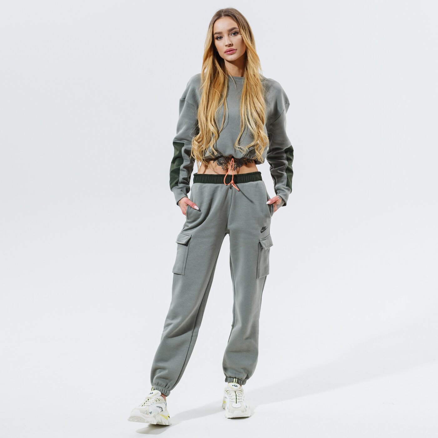 Дамски суичър NIKE СУИТЧЪР W NSW CREW FLC UU dd3603-320 цвят сив