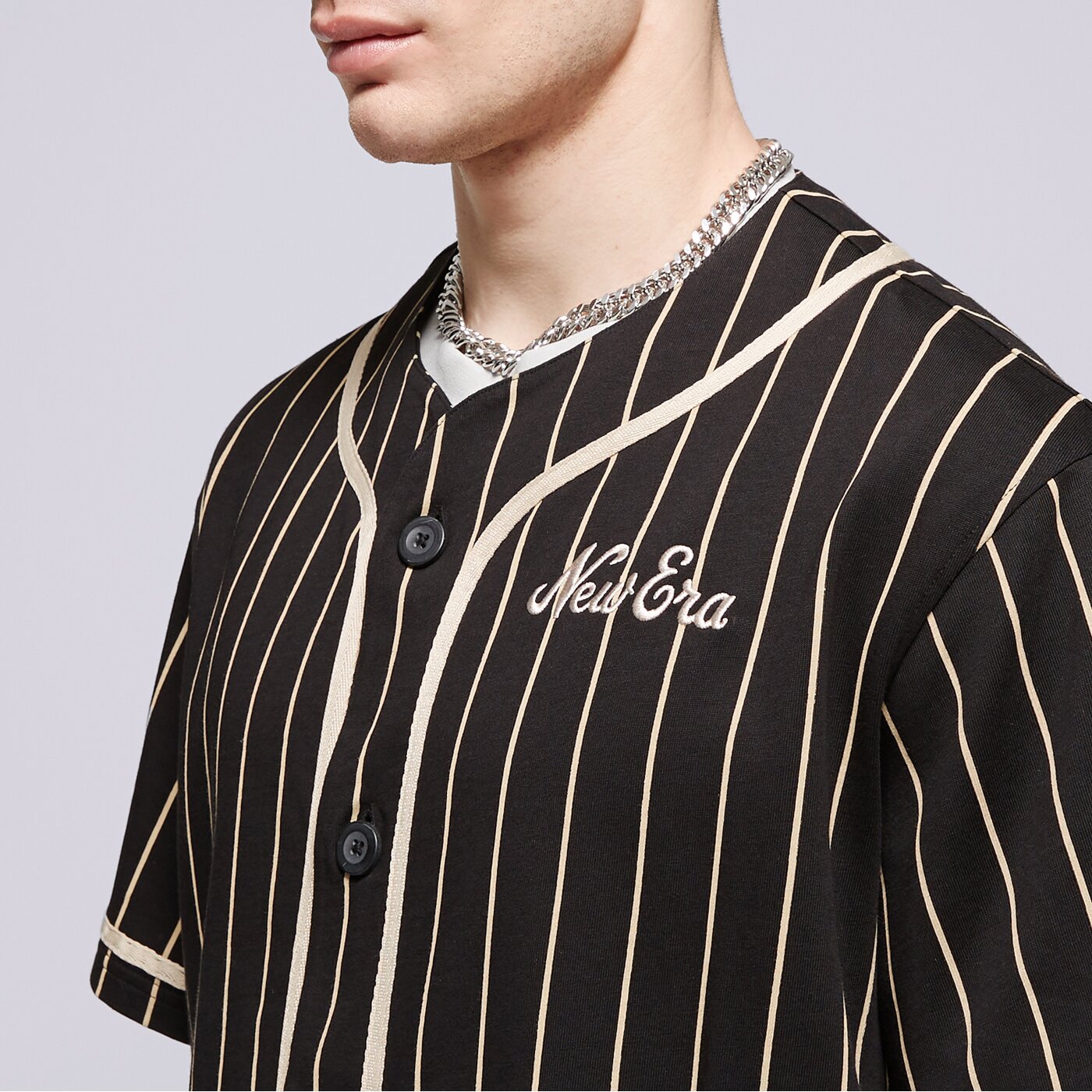 Мъжка тениска NEW ERA ТЕНИСКА NE PINSTRIPE JERSEY NONE 60435420 цвят черен