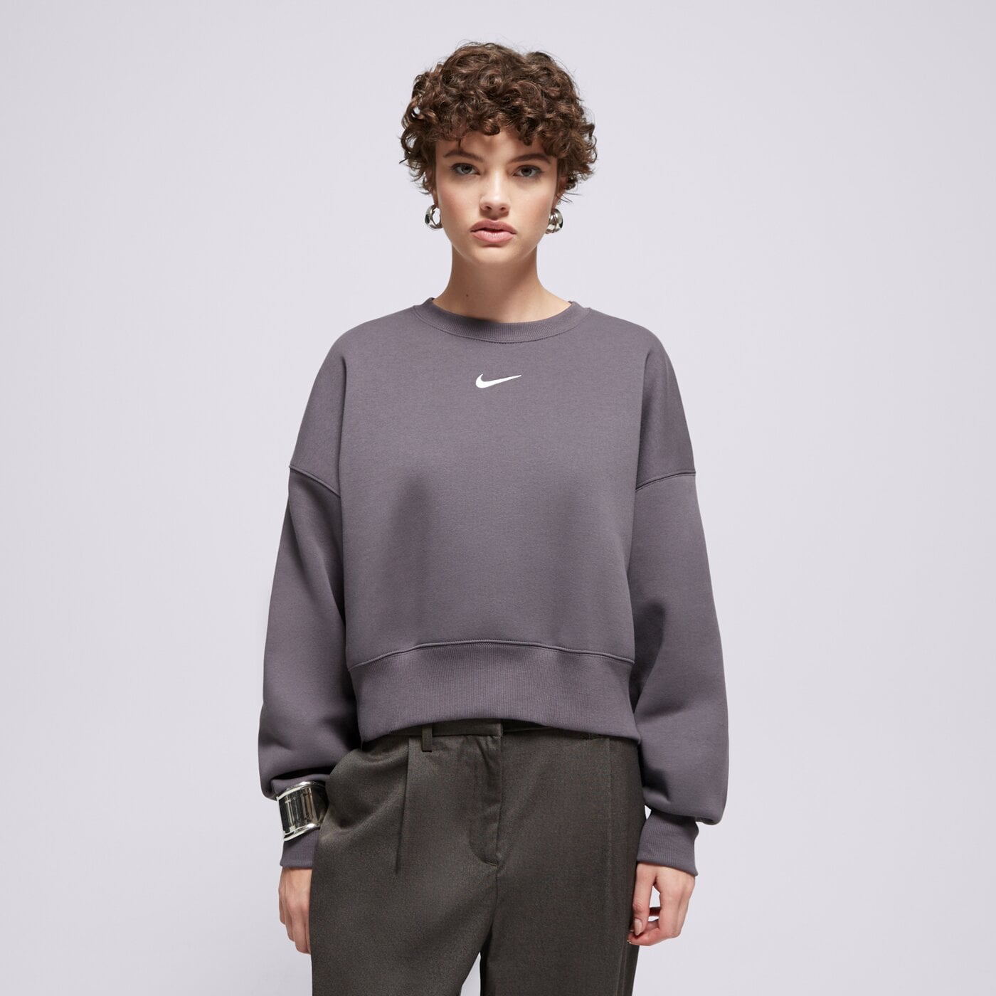 Дамски суичър NIKE СУИТЧЪР W NSW PHNX FLC OOS CREW dq5761-036 цвят сив