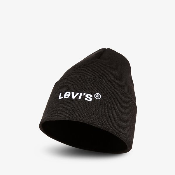 Дамска зимна шапка LEVI'S ЗИМНА ШАПКА WORDMARK BEANIE d55480006 цвят черен