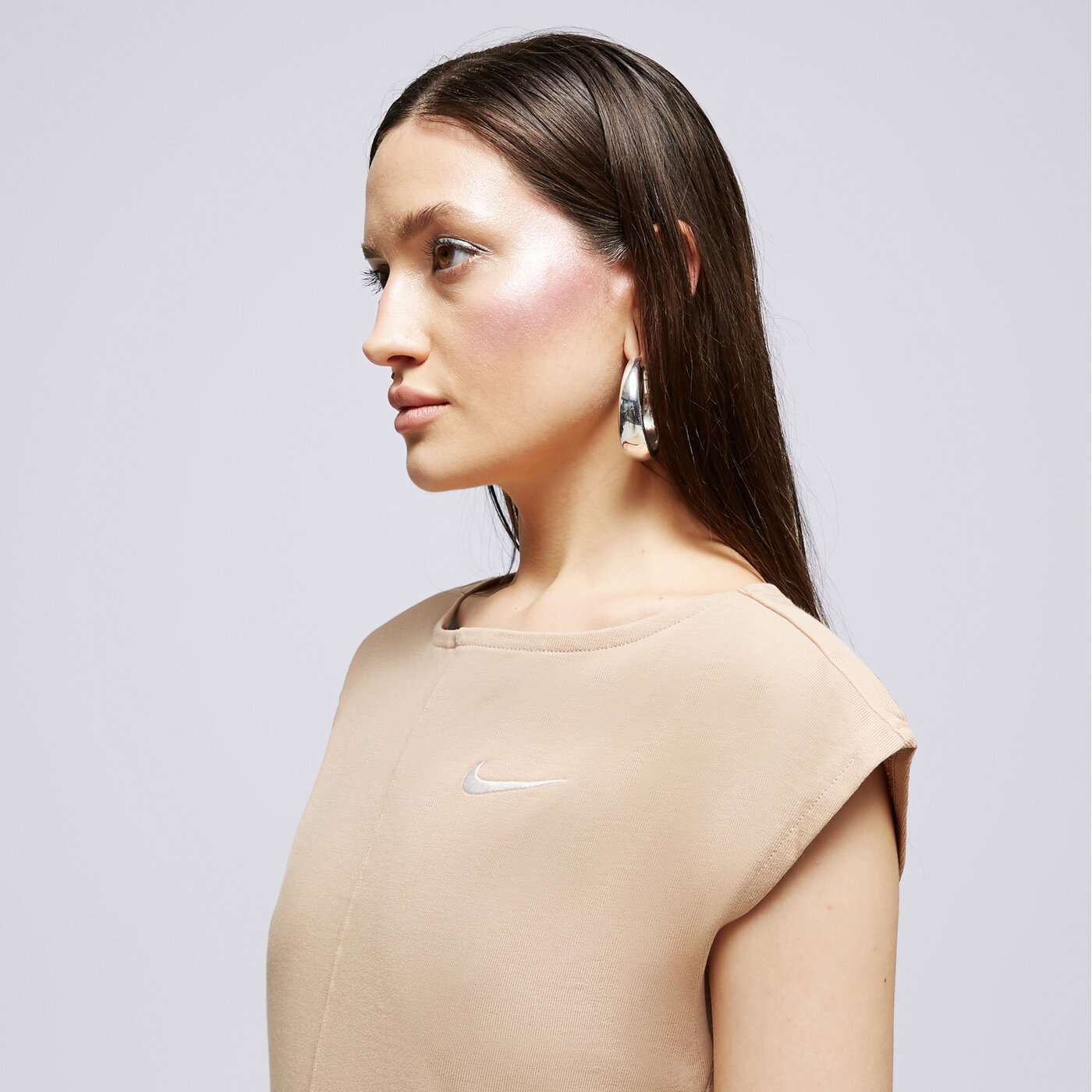 Дамски NIKE РОКЛЯ W NSW JRSY SS АНЦУГS MIDI PLUS dq6205-200 цвят бежов