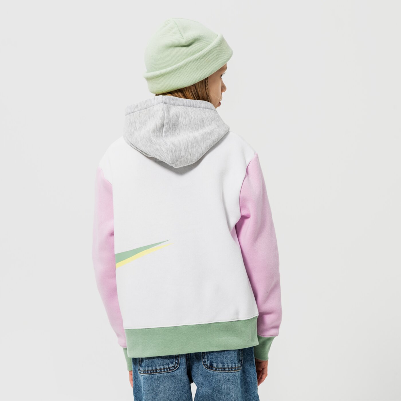 Детски суичър JORDAN СУИТЧЪР С КАЧУЛКА JORDAN WRAP PULLOVER GIRL 45b319-001 цвят бял