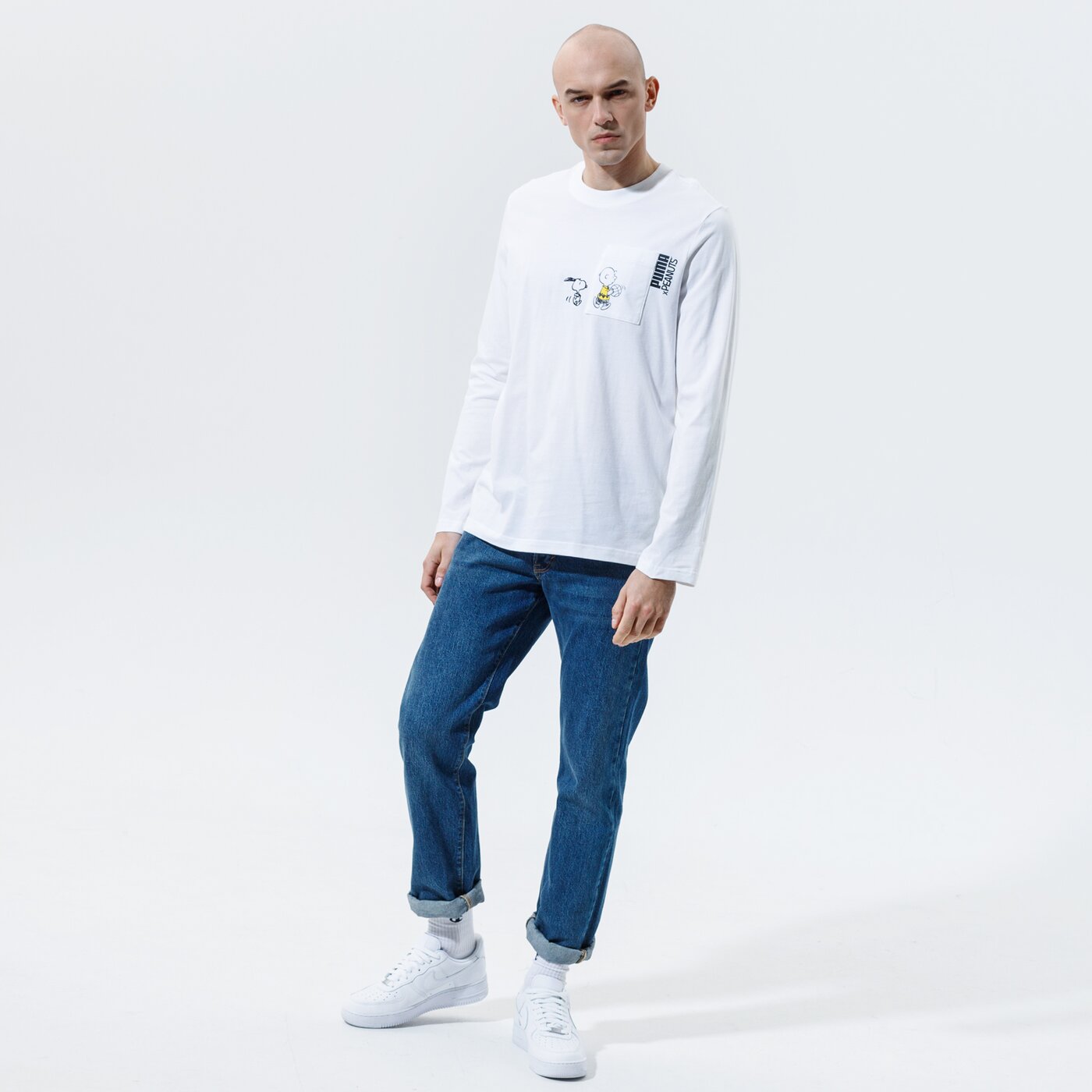 Мъжка тениска PUMA ТЕНИСКА PUMA X PEANUTS LS TEE 53061302 цвят бял