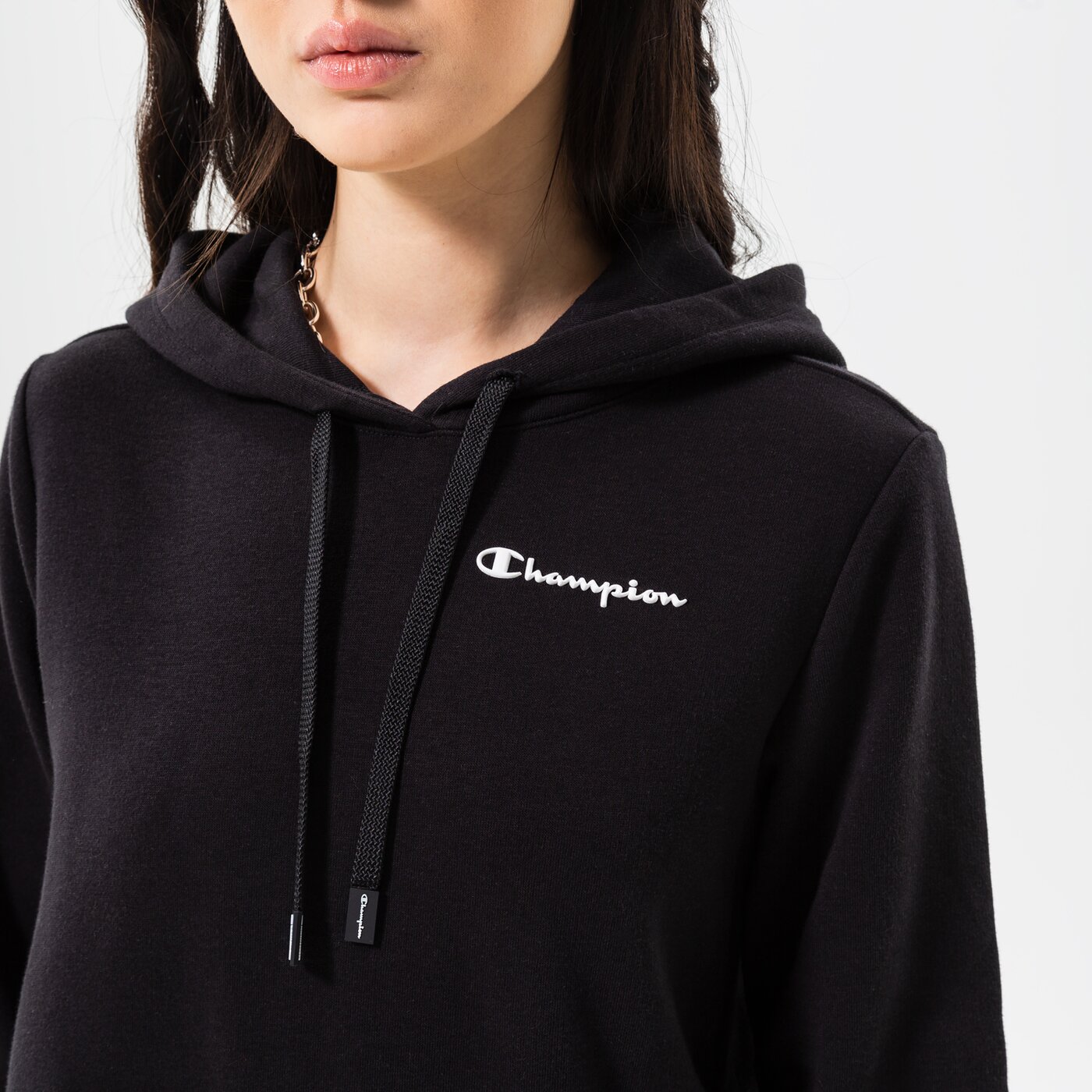 Дамски суичър CHAMPION СУИТЧЪР С КАЧУЛКА HOODED SWEATSHIRT 114859kk001 цвят черен
