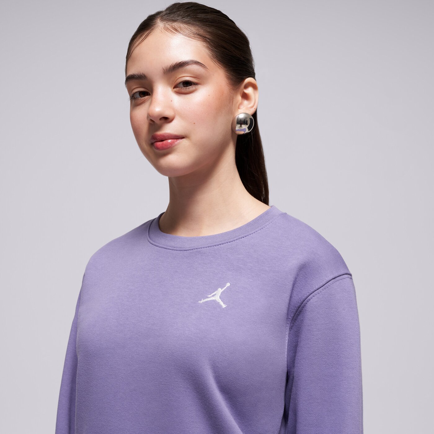 Детски суичър JORDAN СУИТЧЪР JDN MJ BRKLN FT CREW GIRL 45f122-pap цвят виолетов