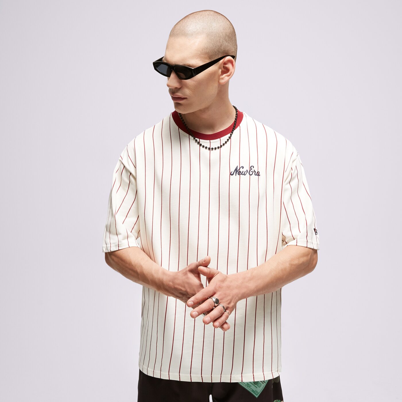 Мъжка тениска NEW ERA ТЕНИСКА NE PINSTRIPE OS NONE 60416429 цвят бял