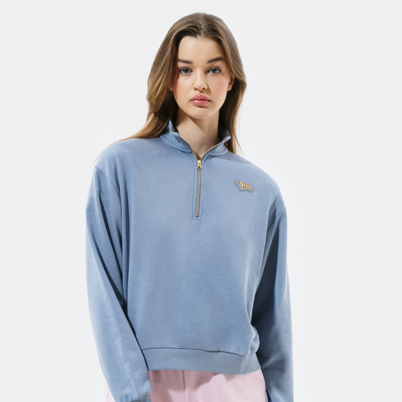 Дамски суичър NIKE СУИТЧЪР W NSW FEMME QZ FLC dc5501-493 цвят син