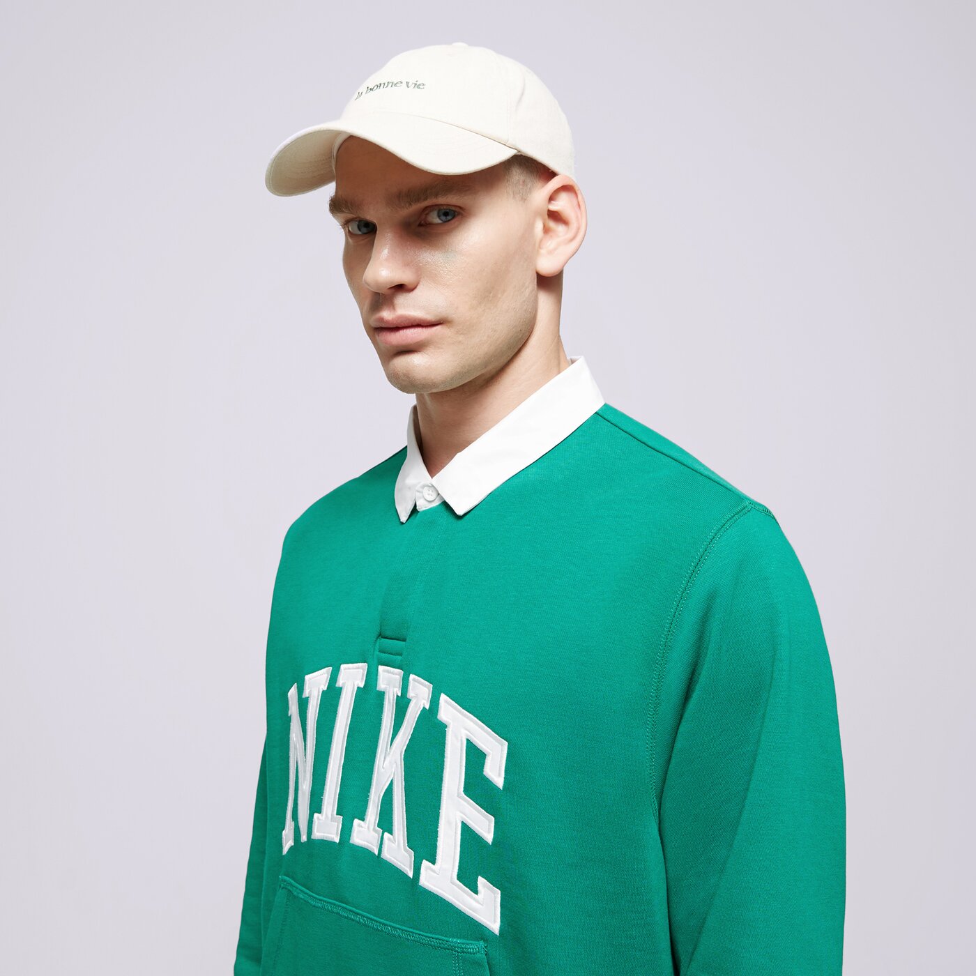 Мъжки суичър NIKE СУИТЧЪР M NK CLUB HBR FT LS ТЕНИСКА ТИП ПОЛО fn3112-365 цвят зелен