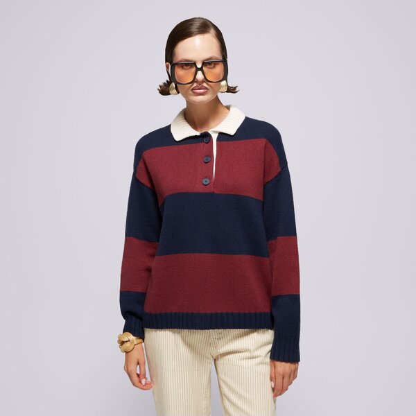 Дамски суичър LEVI'S ПУЛОВЕР IVY LEAGUE STRIPED SWEATER REDS a8504-0001 цвят бордо