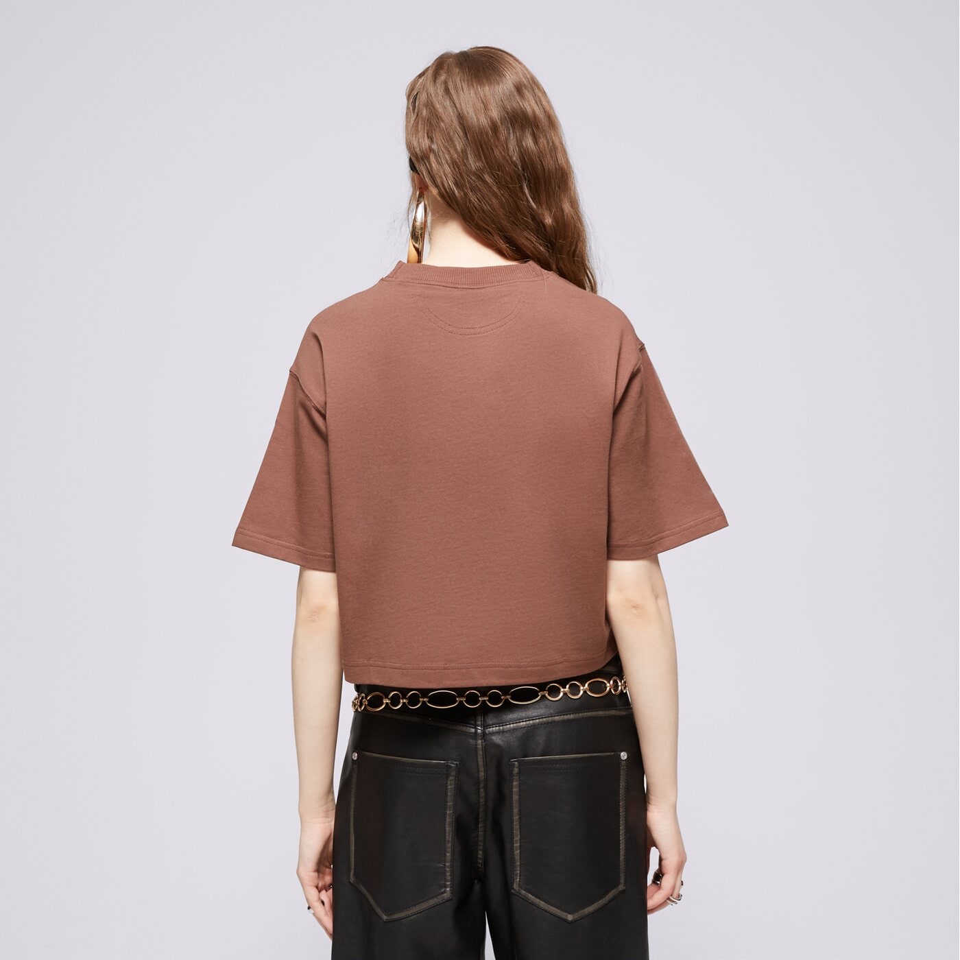 Дамска тениска REEBOK ТЕНИСКА CL AE BIG LOGO CROP TEE 100075642 цвят кафяв