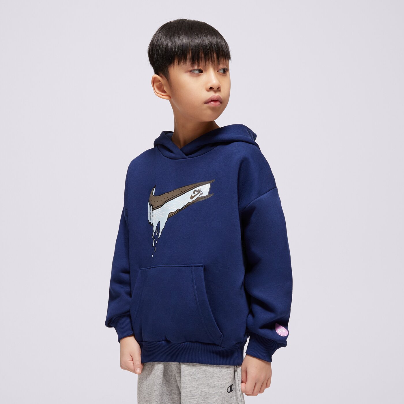 Детски суичър NIKE СУИТЧЪР С КАЧУЛКА K NIKE SB FLC HOODIE BOY hf8801-492 цвят тъмносин