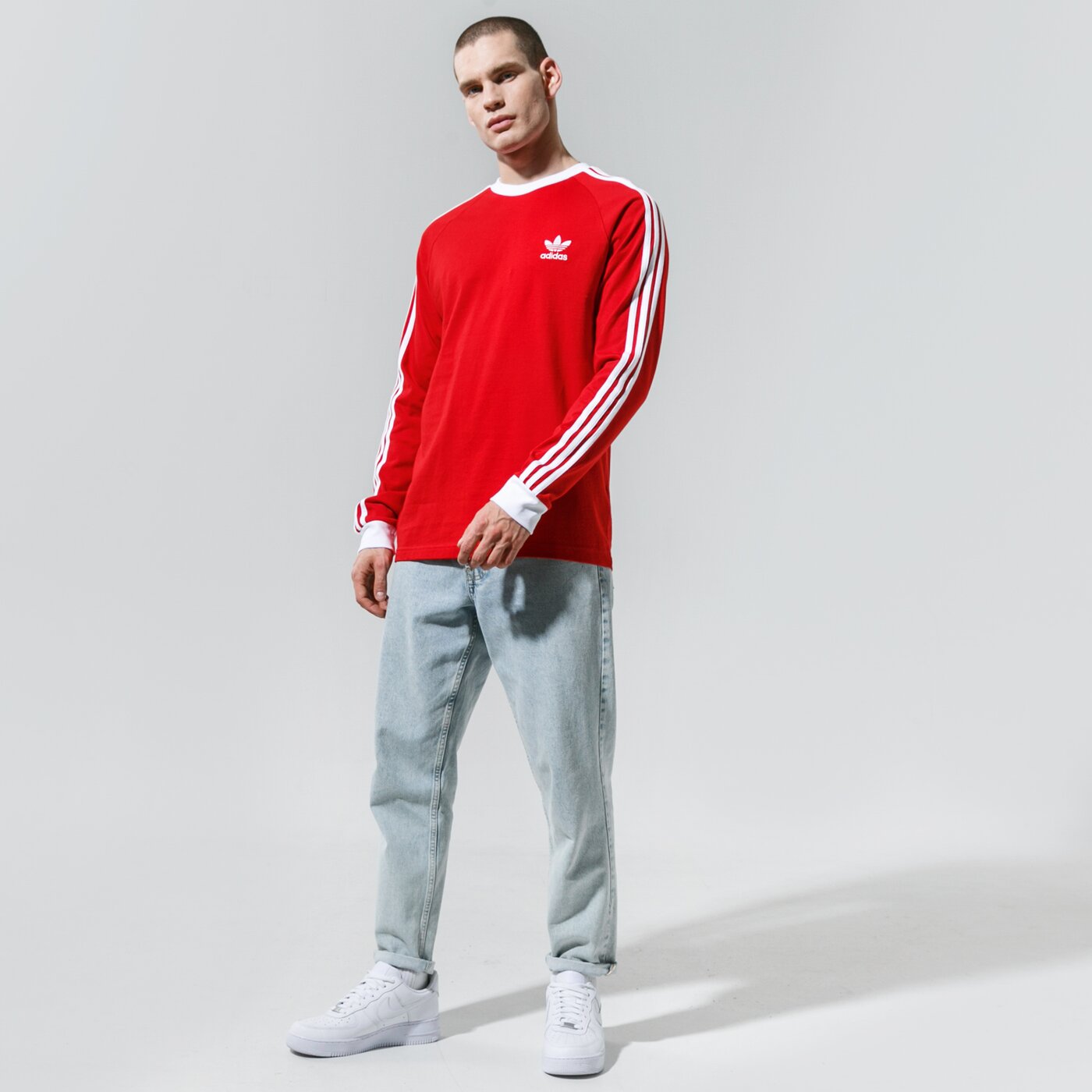 Мъжка тениска ADIDAS ТЕНИСКА 3-STRIPES LS T gn3489 цвят червен