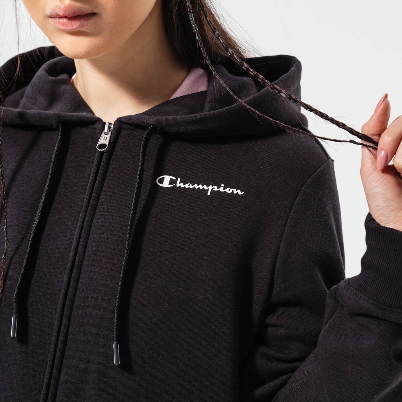 Дамски суичър CHAMPION СУИТЧЪР С КАЧУЛКА HOODED FULL ZIP 114862kk001 цвят черен