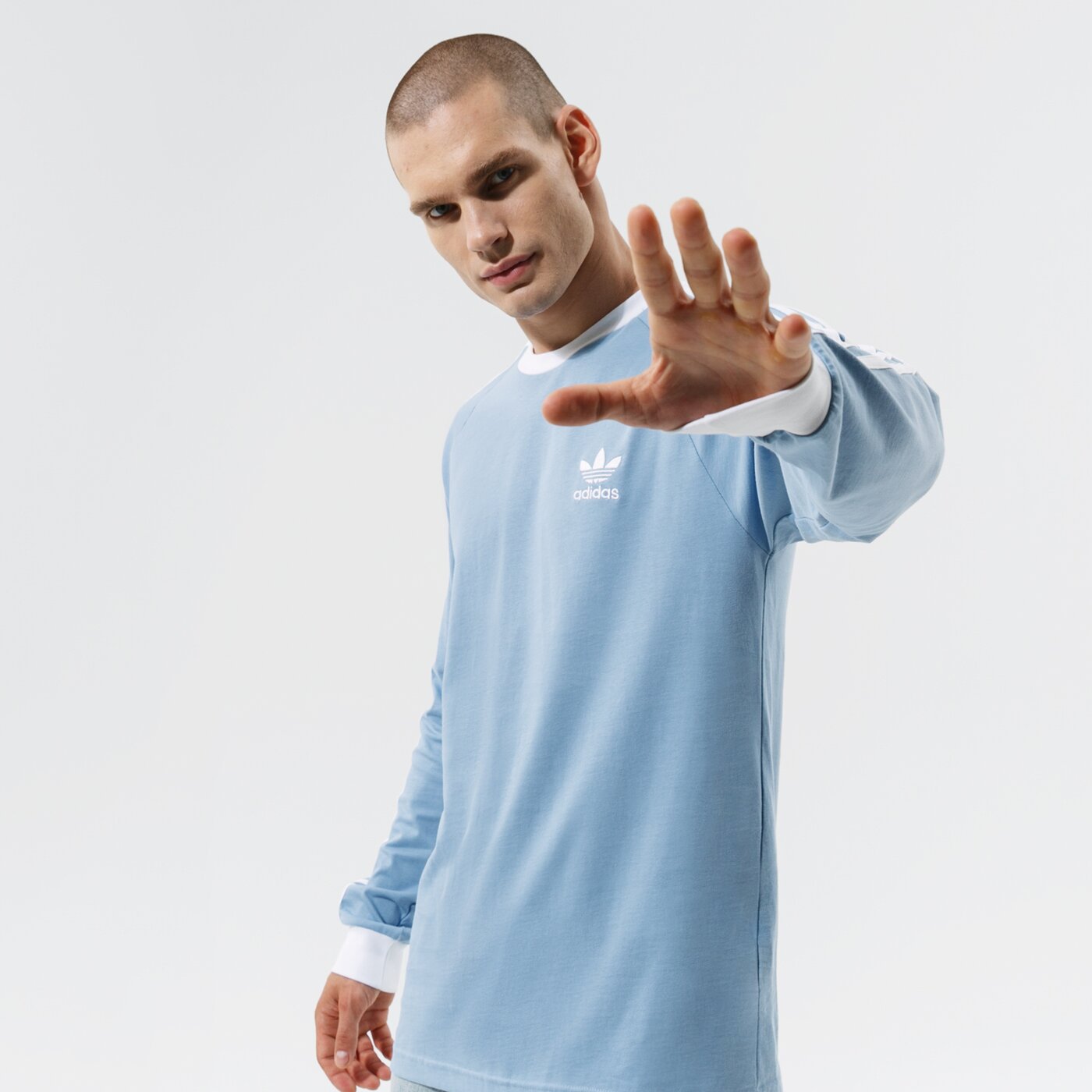 Мъжка тениска ADIDAS ТЕНИСКА 3-STRIPES LS T h37777 цвят син