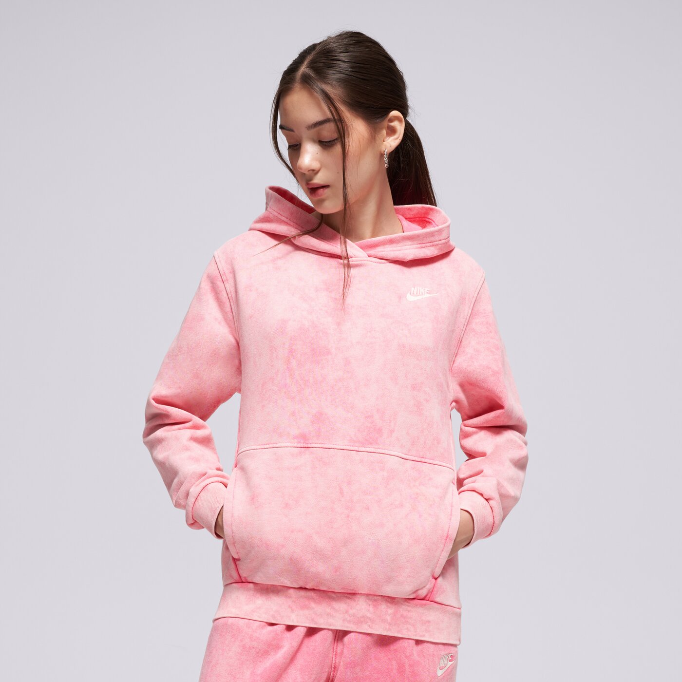 Детски суичър NIKE СУИТЧЪР С КАЧУЛКА K NSW WASH PO HOODIE FT GIRL ih2375-684 цвят розов