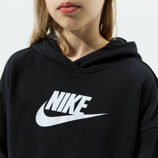 Детски суичър NIKE СУИТЧЪР С КАЧУЛКА SPORTSWEAR CLUB GIRL dc7210-010 цвят черен