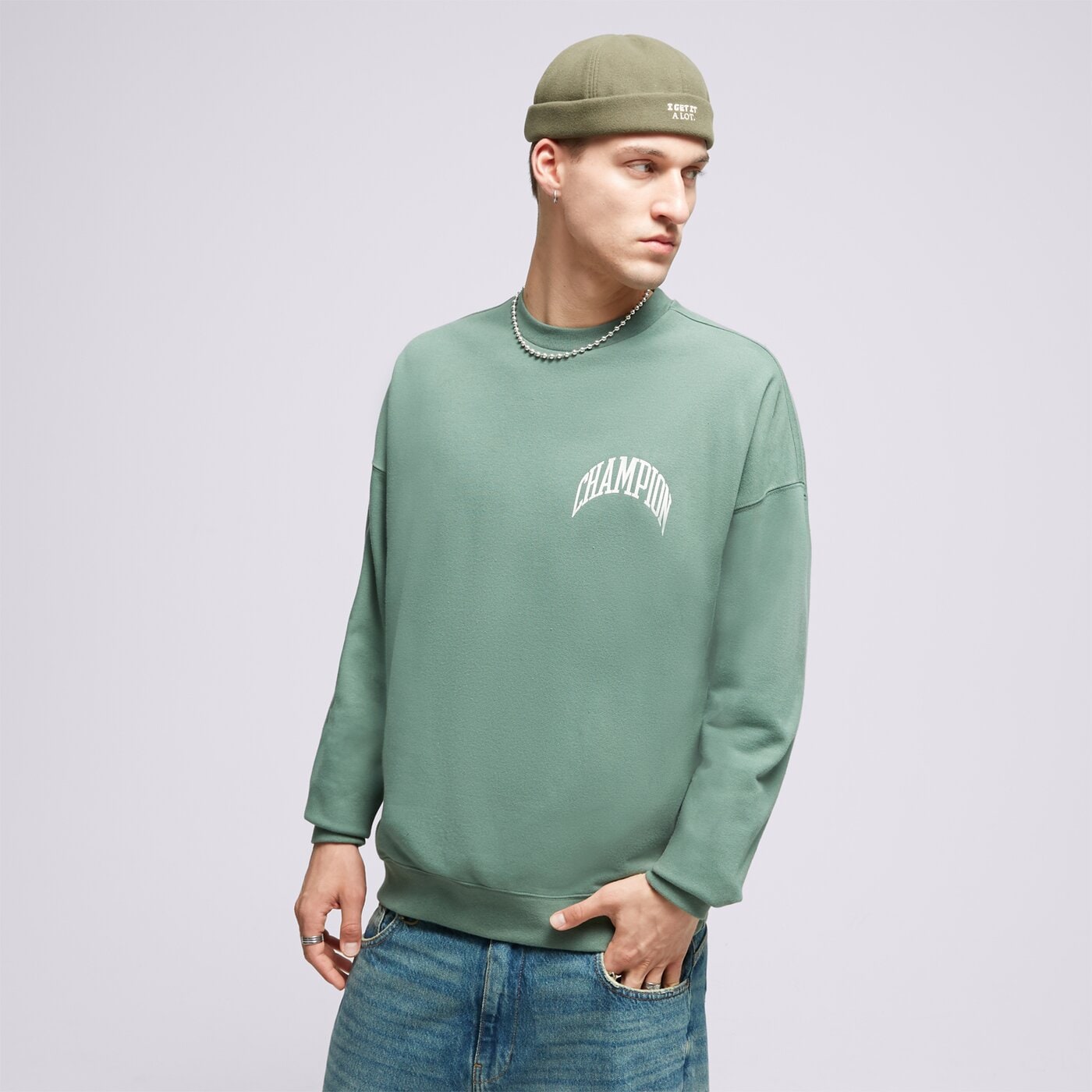 Мъжки суичър CHAMPION СУИТЧЪР CREWNECK SWEATSHIRT 218517gs506 цвят зелен