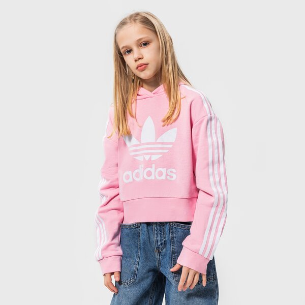 Детски суичър ADIDAS СУИТЧЪР С КАЧУЛКА CROPPED HOODIE GIRL hd2008 цвят розов