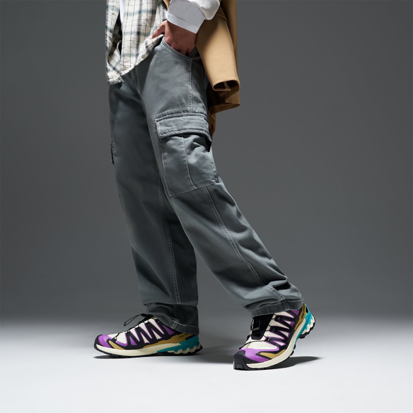 Мъжки туристически обувки SALOMON XA PRO 3D V9 GTX l47881700 цвят виолетов