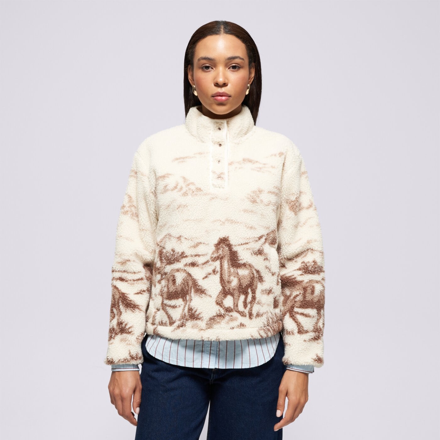 Дамски суичър LEVI'S ПОЛАР KASEY SHERPA PULLOVER OW NEUTRALS 003za-0000 цвят кафяв
