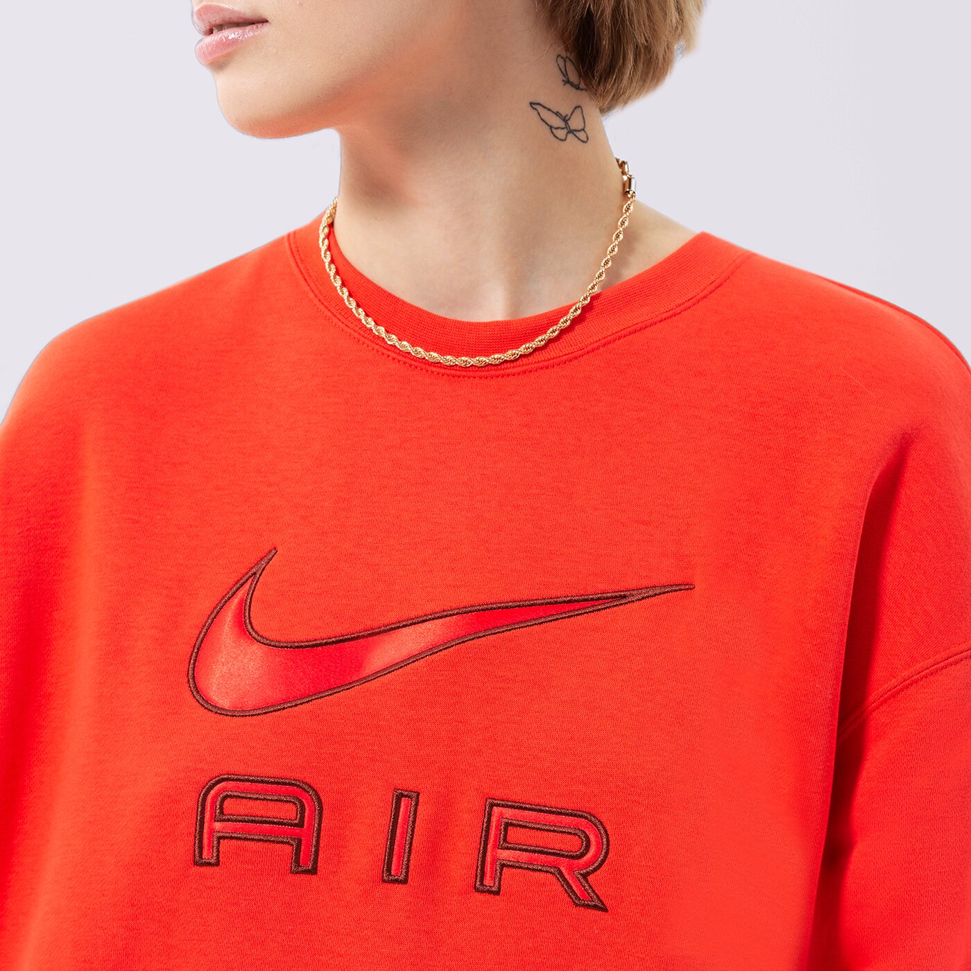 Дамски суичър NIKE AIR FLEECE CREW SWEATSHIRT dq6567-696 цвят червен