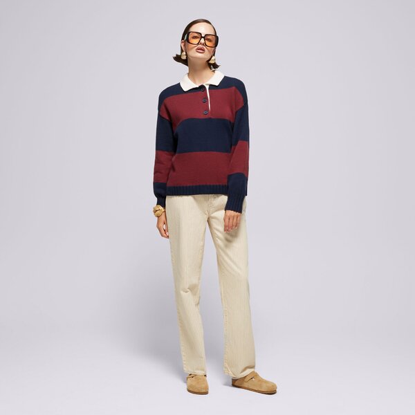 Дамски суичър LEVI'S ПУЛОВЕР IVY LEAGUE STRIPED SWEATER REDS a8504-0001 цвят бордо