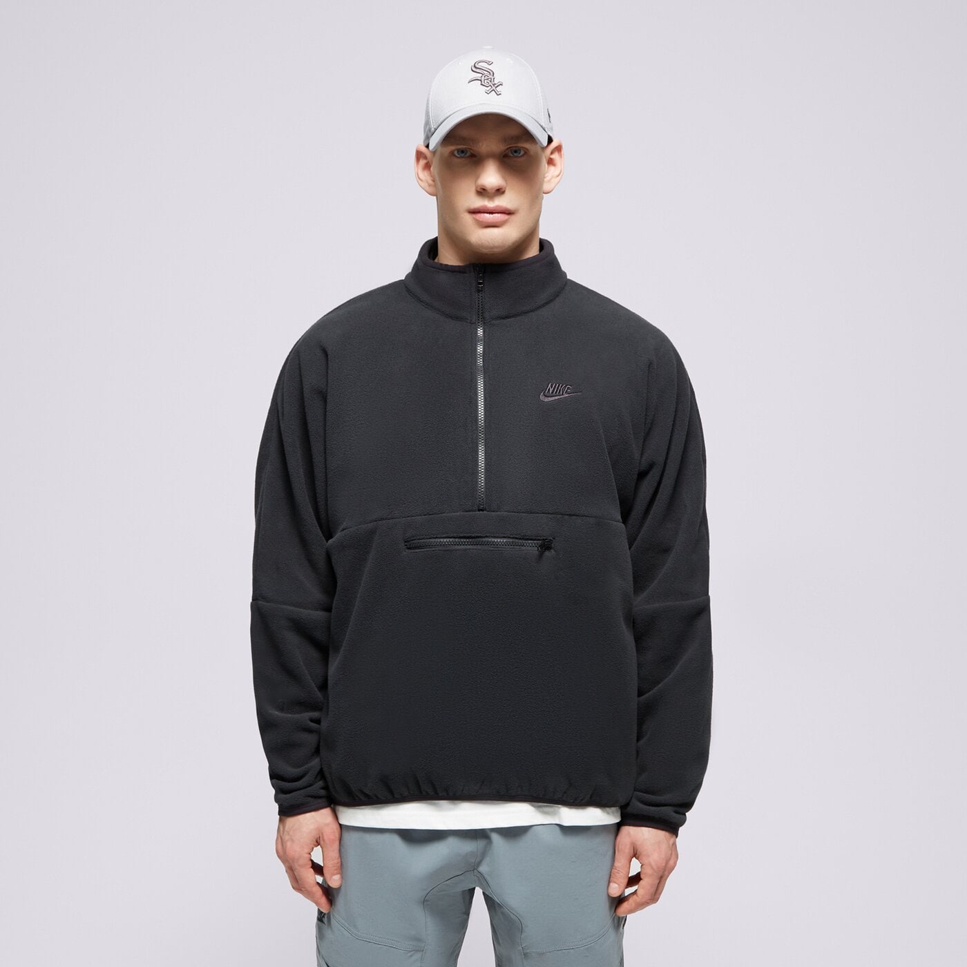 Мъжки суичър NIKE СУИТЧЪР M NK CLUB+ PLR LS HZ ТОП dx0525-010 цвят черен