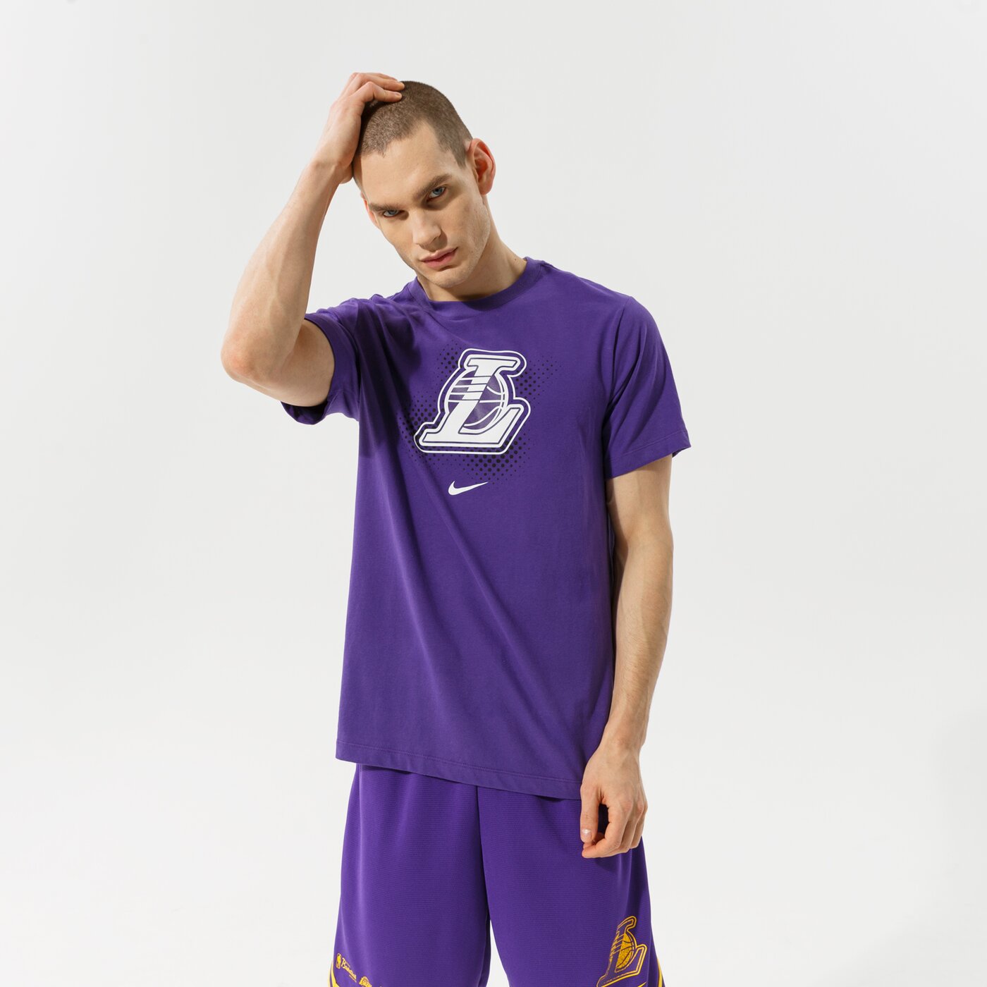 Мъжка тениска NIKE ТЕНИСКА LAL M NK DF ES FTPK LGO SS TEE NBA dh7091-547 цвят виолетов