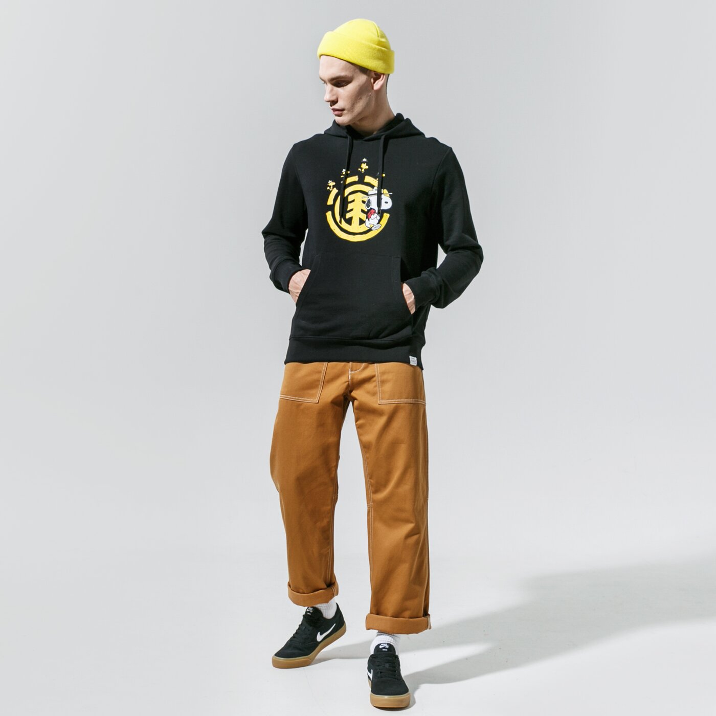 Мъжки суичър ELEMENT СУИТЧЪР С КАЧУЛКА PEANUTS EMERGE HOOD w1hob4elp13732 цвят черен