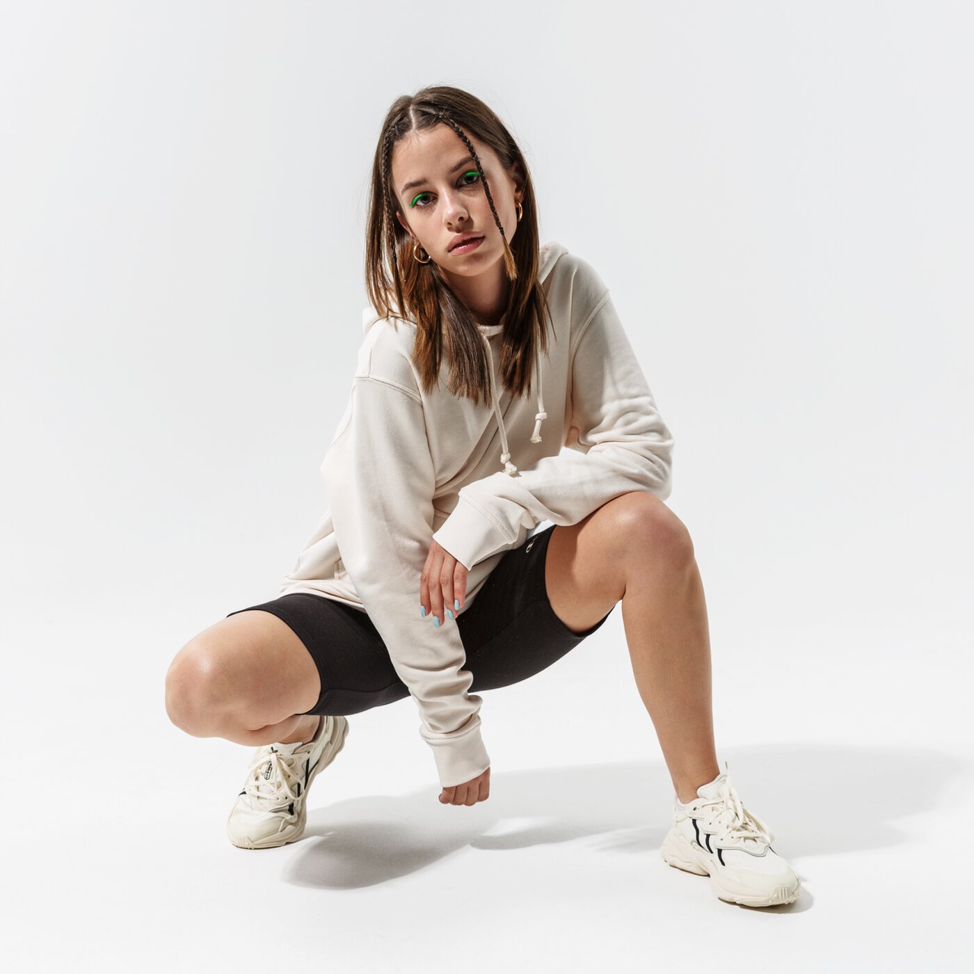 Дамски суичър ADIDAS СУИТЧЪР С КАЧУЛКА ESSENTIAL HOODIE h06618 цвят бежов