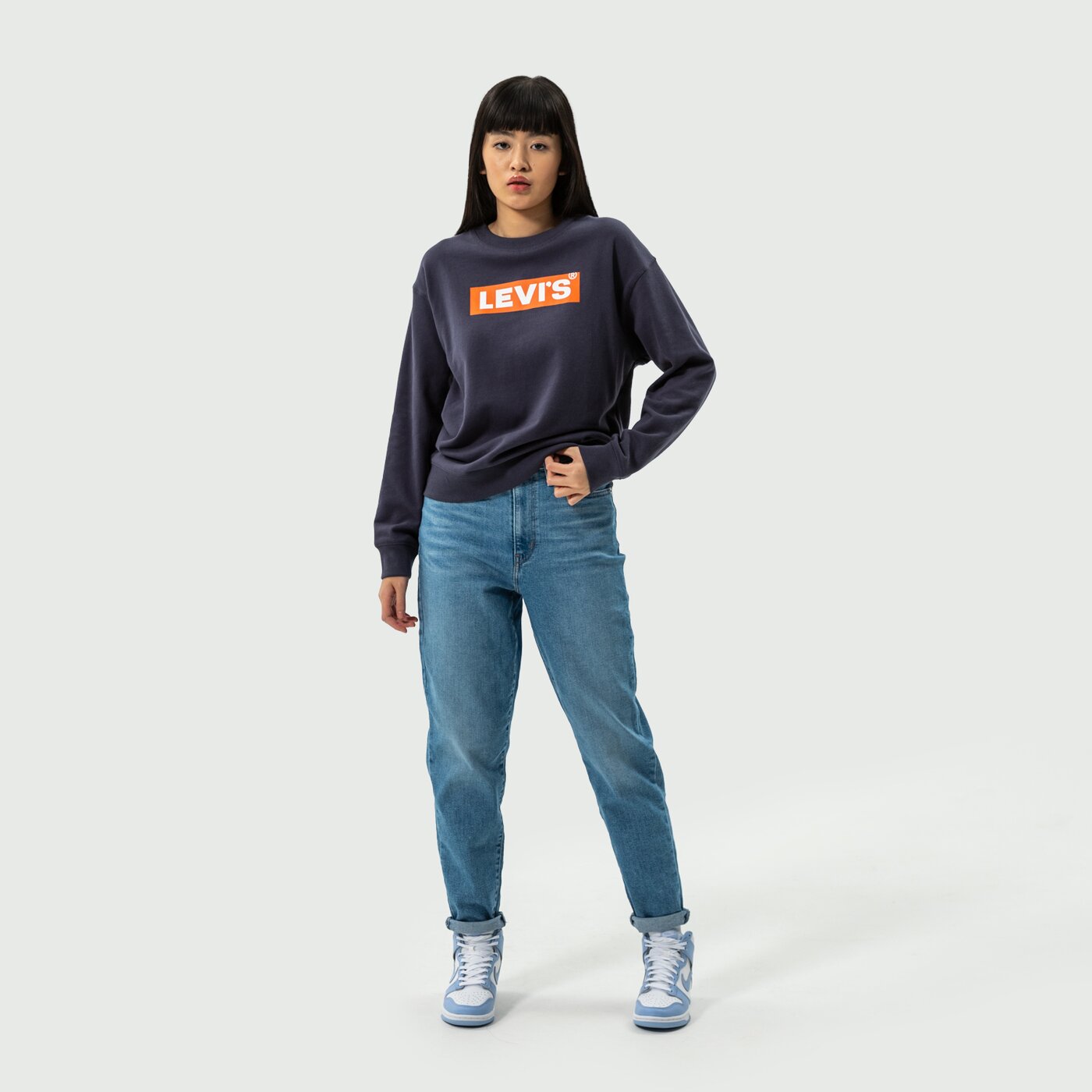 Дамски суичър LEVI'S СУИТЧЪР GRAPHIC STANDARD CREW 18686-0061 цвят тъмносин