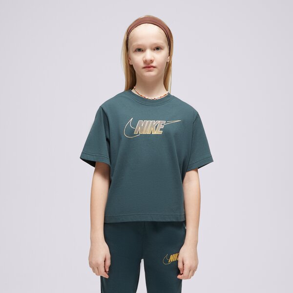 Детска тениска NIKE ТЕНИСКА G NSW TEE BOXY METALLIC HBR GIRL fj6785-328 цвят зелен