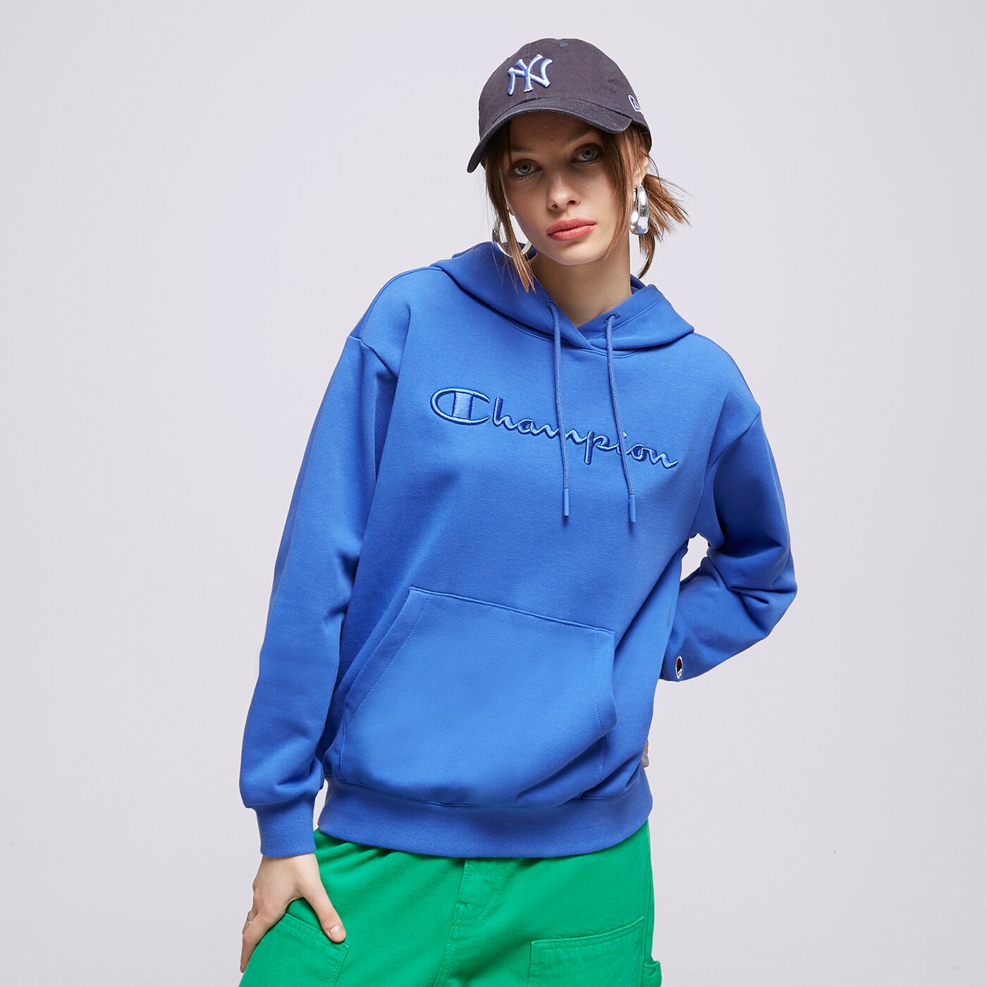 Дамски суичър CHAMPION СУИТЧЪР С КАЧУЛКА HOODED SWEATSHIRT 116046bs071 цвят син