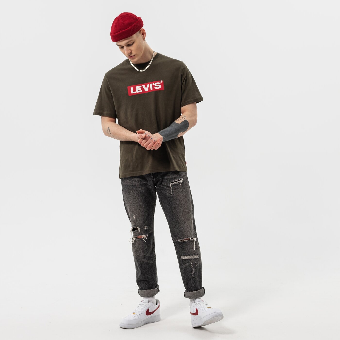 Мъжка тениска LEVI'S ТЕНИСКА SS RELAXED FIT TEE AGILITY a2082-0048 цвят каки