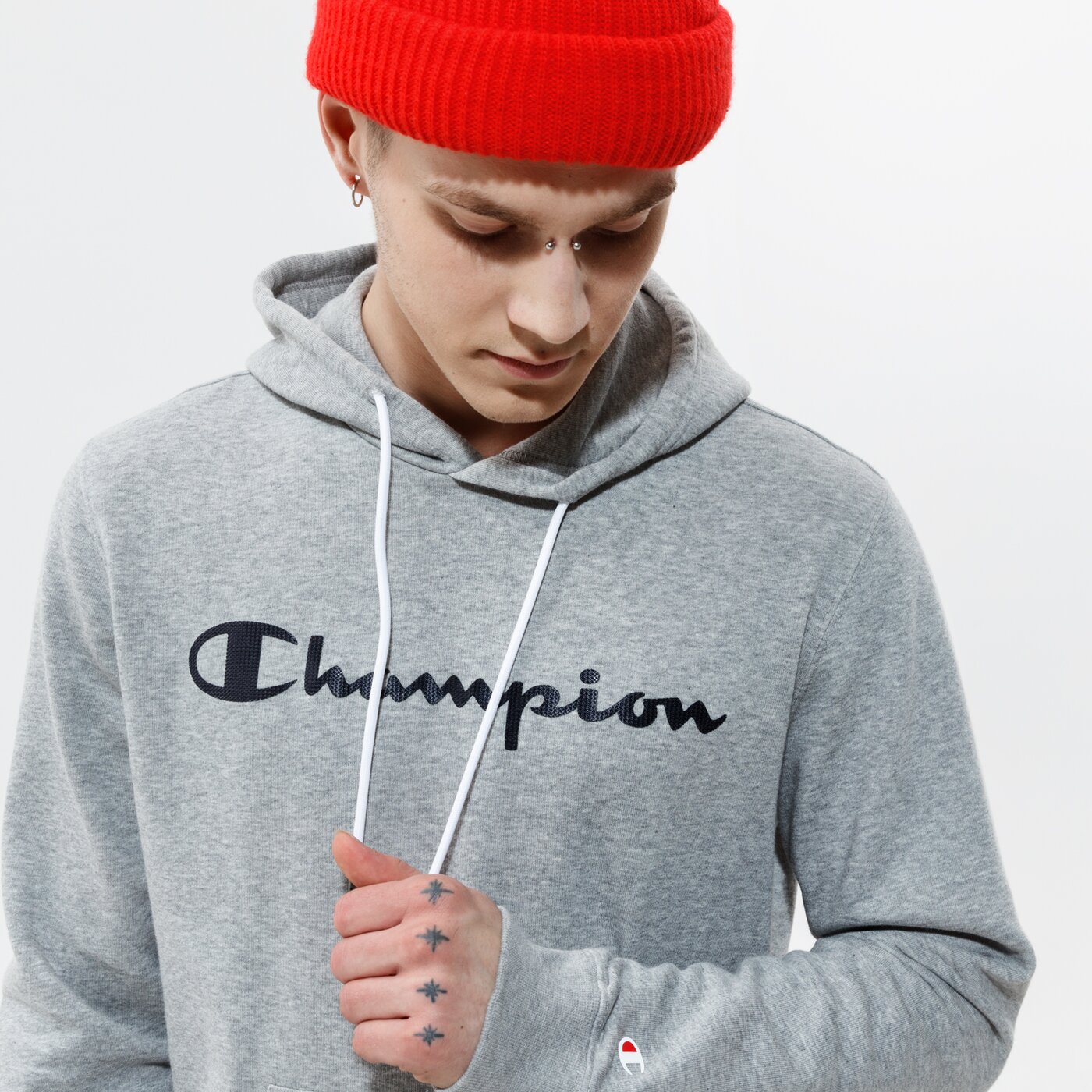 Мъжки суичър CHAMPION СУИТЧЪР С КАЧУЛКА HOODED SWEATSHIRT 214138em006 цвят сив