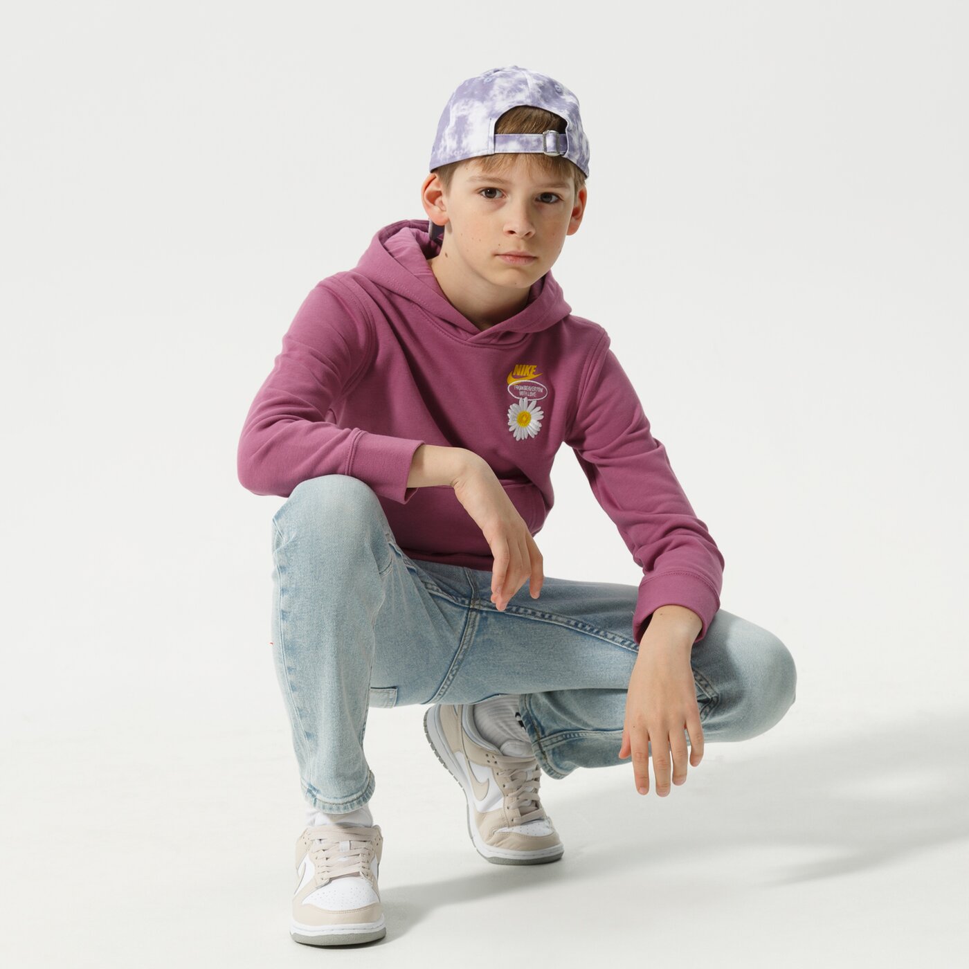 Детски суичър NIKE СУИТЧЪР С КАЧУЛКА B NSW HBR STMNT HOODED PO BOY dm8092-507 цвят виолетов