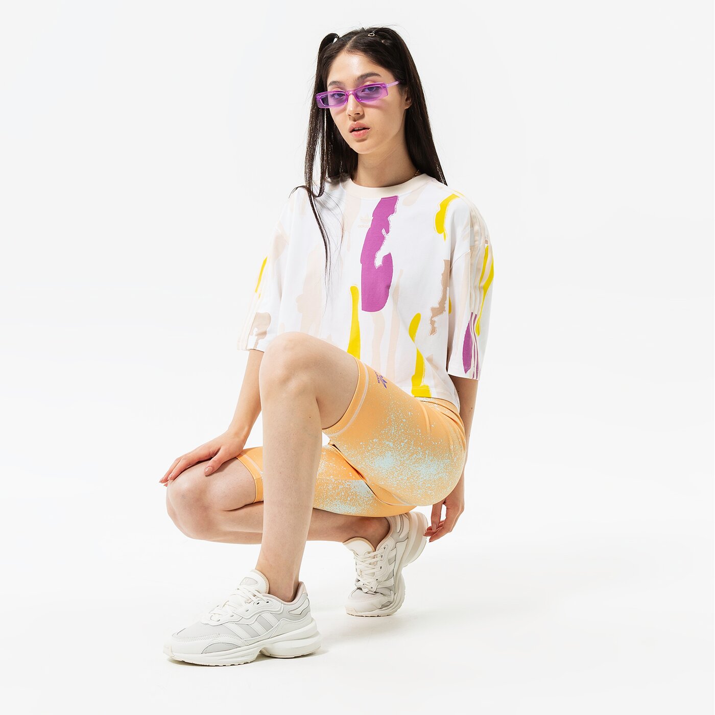 Дамска тениска ADIDAS ТЕНИСКА TSHIRT CROP AOP hm2621 цвят многоцветен