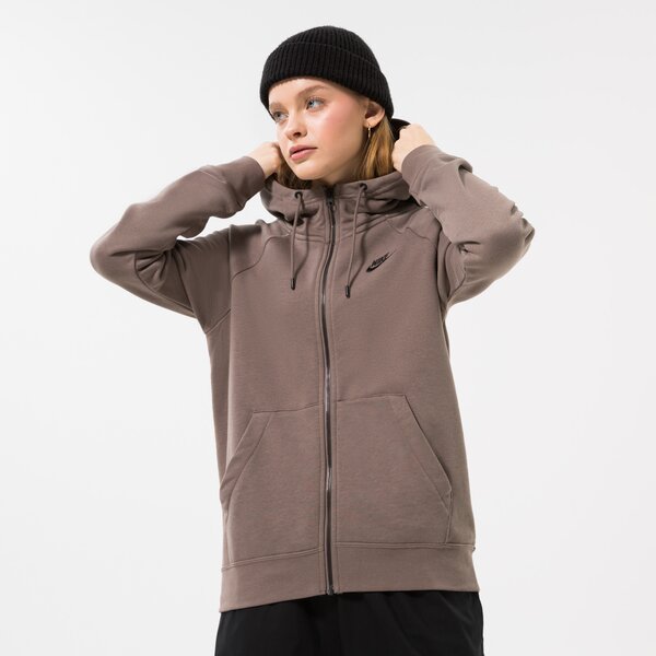 Дамски суичър NIKE СУИТЧЪР С КАЧУЛКА W NSW ESSNTL FLC FZ HOODIE dx2317-040 цвят кафяв
