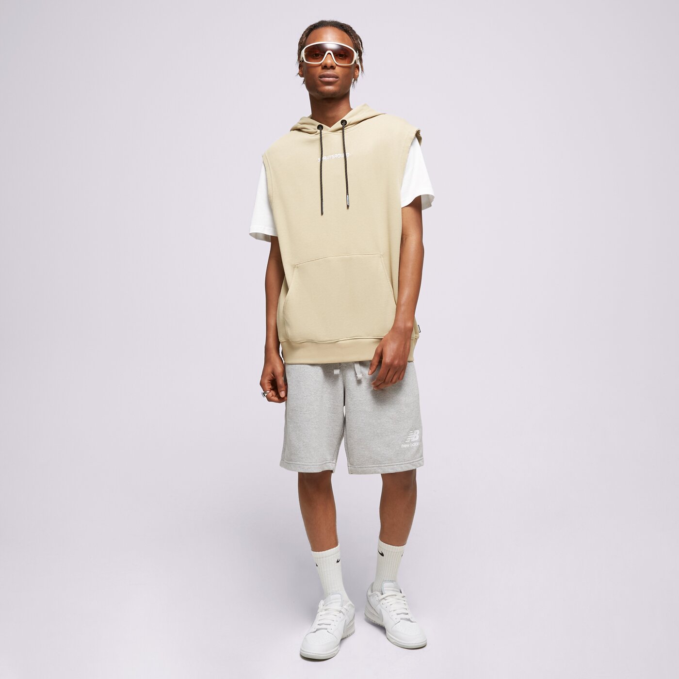 Мъжки къси панталони NEW BALANCE ШОРТИ ESSENTIALS STACKED LOGO ms31540ag цвят сив