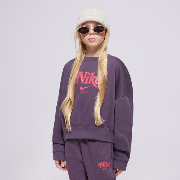 Детски суичър NIKE СУИТЧЪР G NSW TREND FLC CRP CREW GIRL hm0531-573 цвят тъмносин