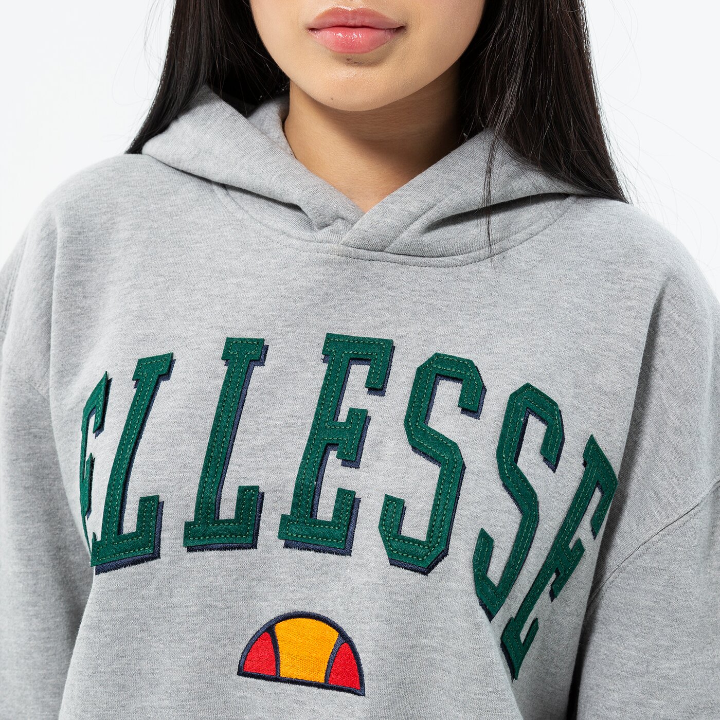 Дамски суичър ELLESSE СУИТЧЪР С КАЧУЛКА RAMO CROP HOODY GREY MRL sgp15918112 цвят сив
