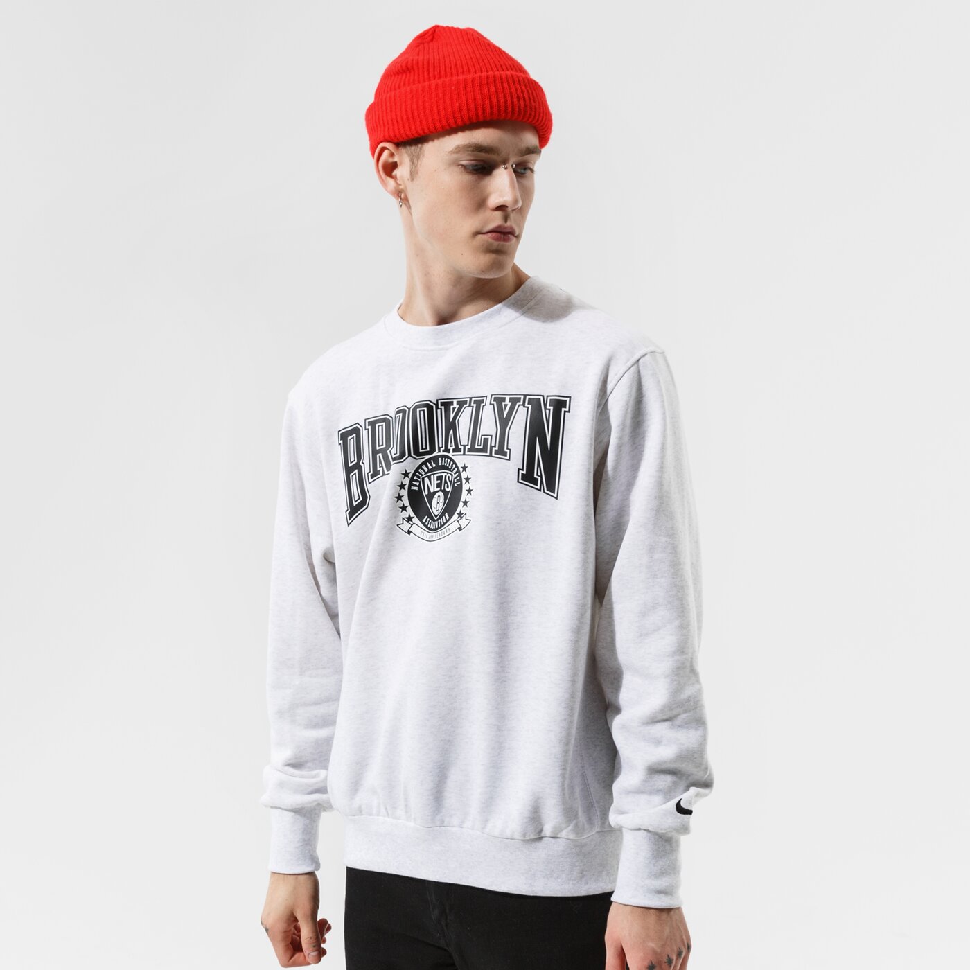 Мъжки суичър NIKE СУИТЧЪР BKN M NK FLC CREW CTS 75 NBA dj2795-051 цвят сив