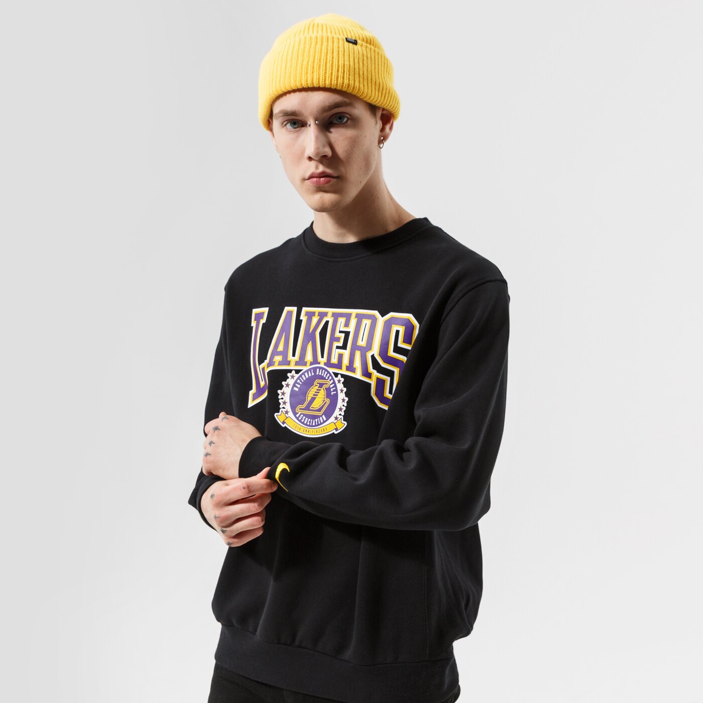 Мъжки суичър NIKE СУИТЧЪР LAL M NK FLC CREW CTS 75 NBA dj2801-010 цвят черен