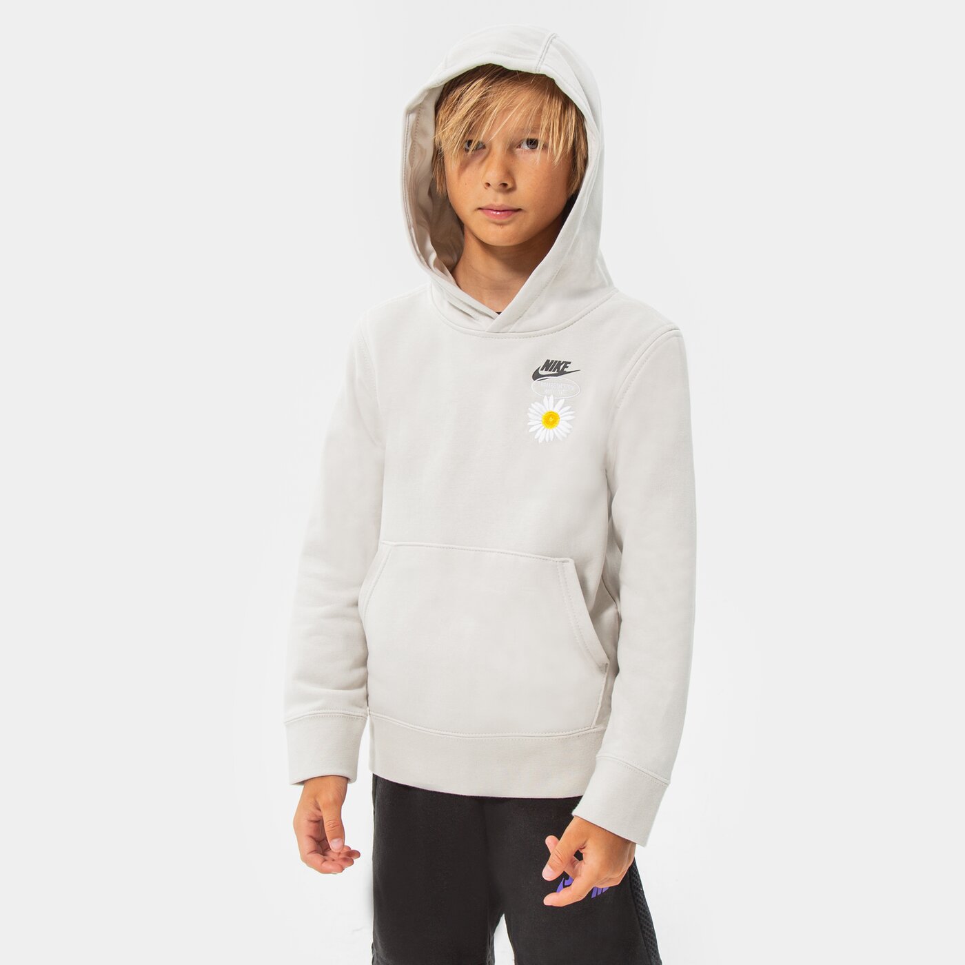 Детски суичър NIKE СУИТЧЪР С КАЧУЛКА B NSW HBR STMNT HOODED PO BOY dm8092-072 цвят бежов