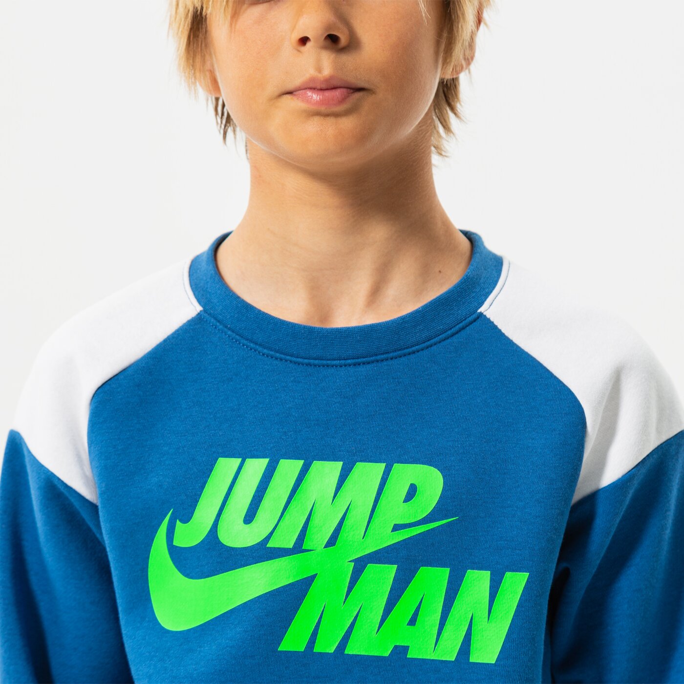 Детски суичър JORDAN СУИТЧЪР JUMPMAN X NIKE FLC CREW BOY 95b133-baj цвят син