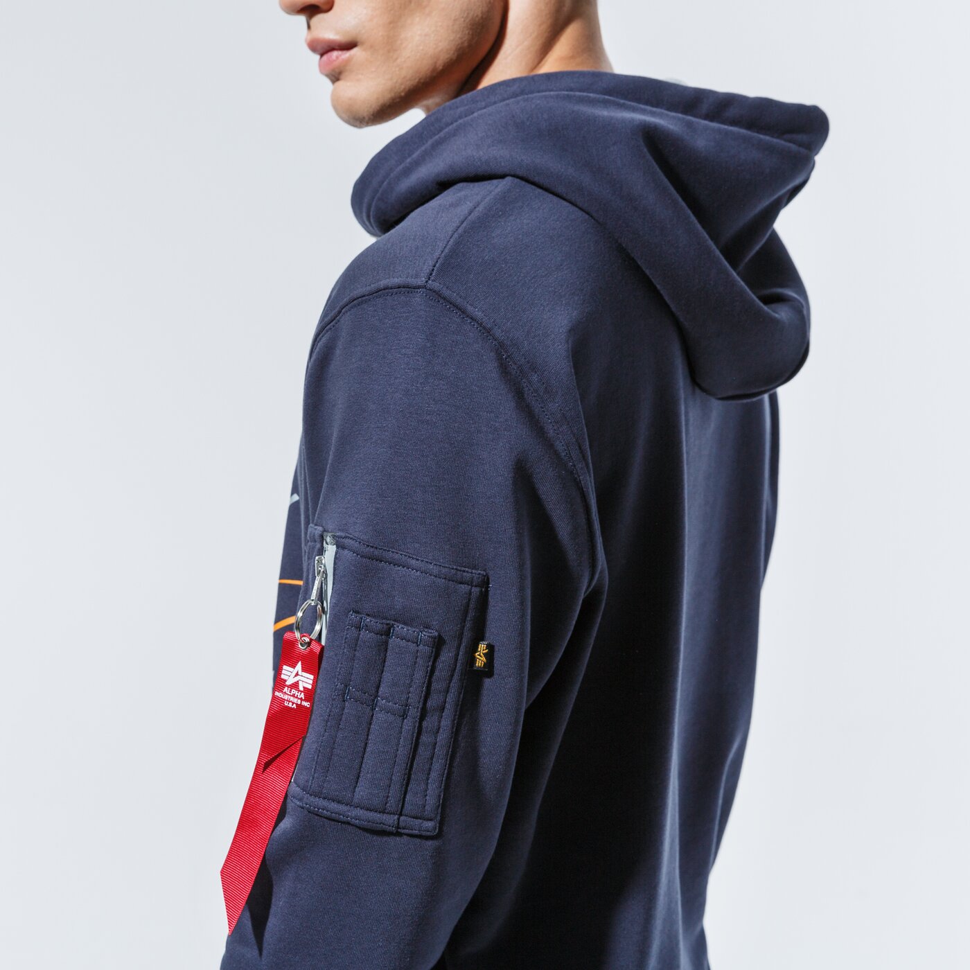 Мъжки суичър ALPHA INDUSTRIES СУИТЧЪР С КАЧУЛКА MISSION TO MARS HOODY 12633007 цвят тъмносин