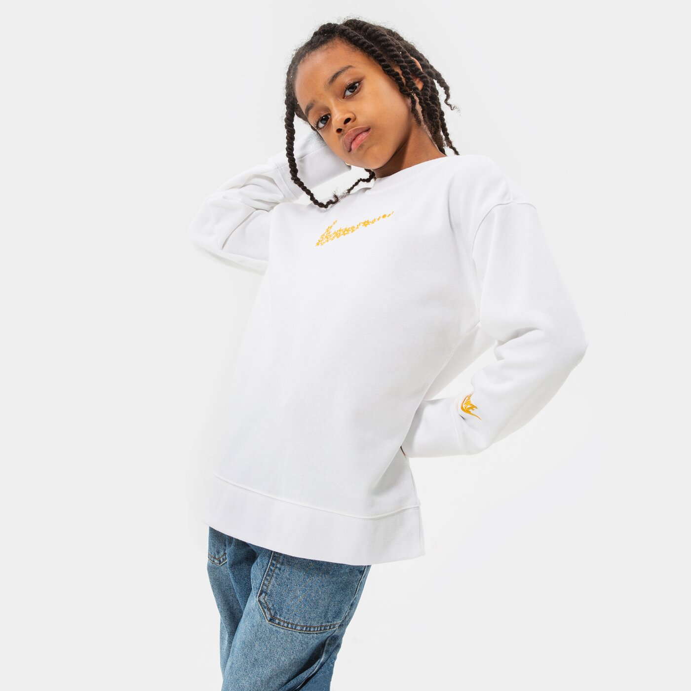 Детски суичър NIKE СУИТЧЪР G NSW FT BF CREW GIRL dm8210-100 цвят бял