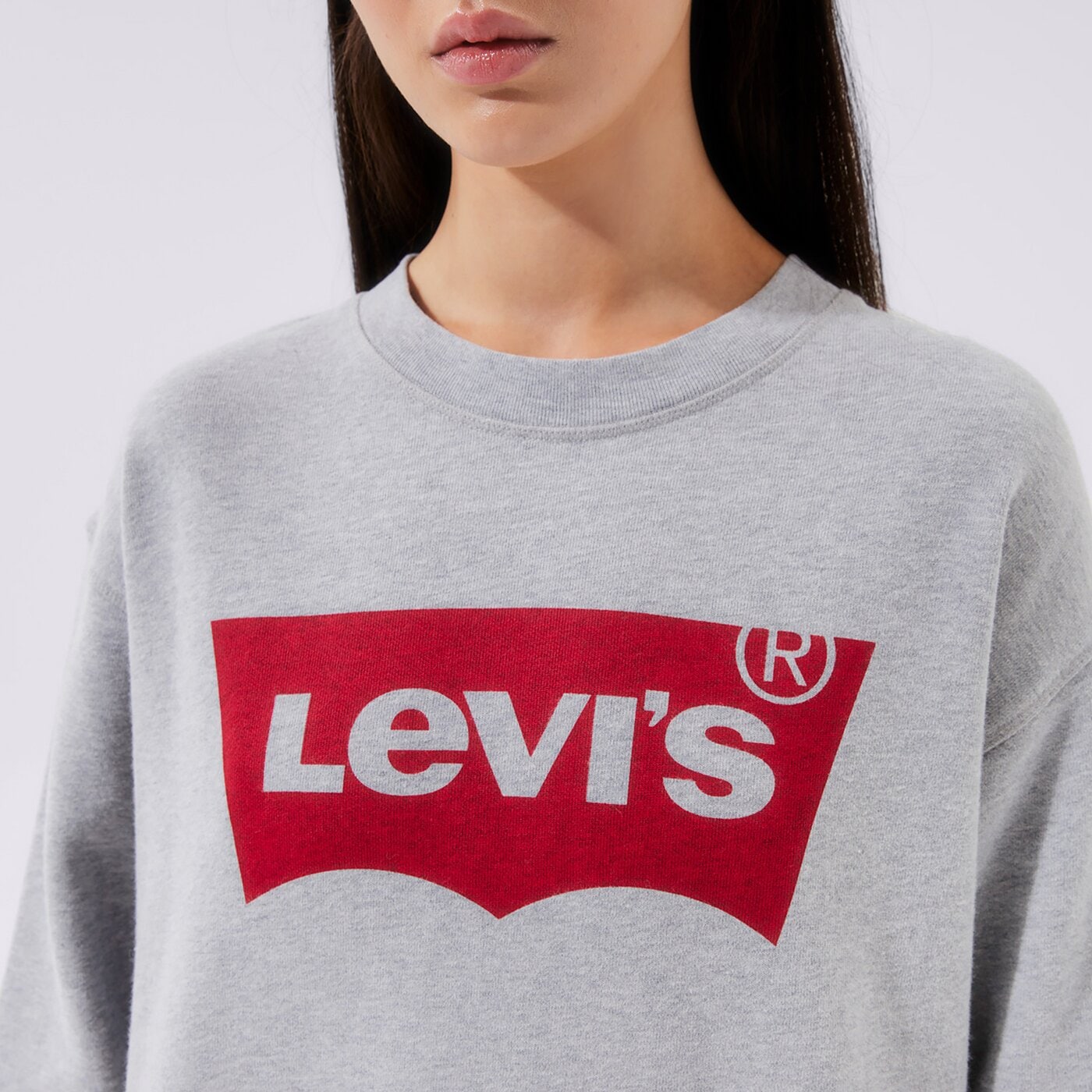 Дамски суичър LEVI'S СУИТЧЪР GRAPHIC STANDARD CREW 18686-0012 цвят сив