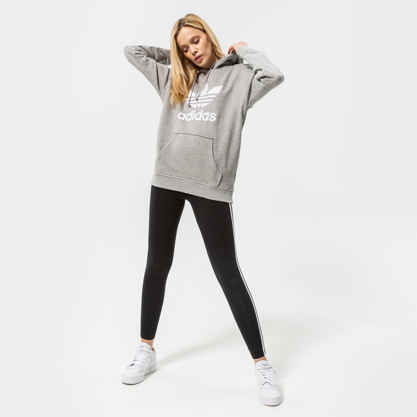 Дамски суичър ADIDAS СУИТЧЪР С КАЧУЛКА TRF HOODIE h33589 цвят сив